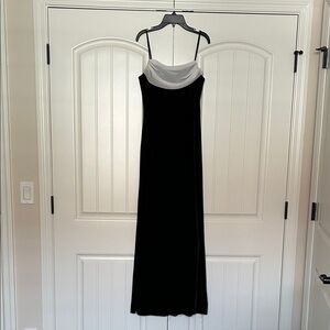 Elegant Black and White Velvet Dress